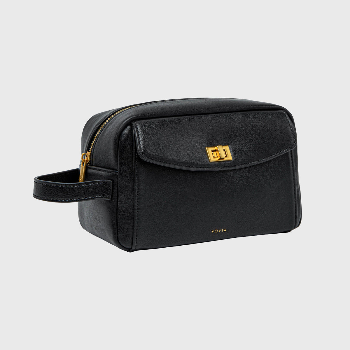 Ciara Vegan Leather Beauty Case in Black