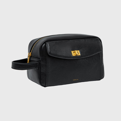 Ciara Vegan Leather Beauty Case in Black