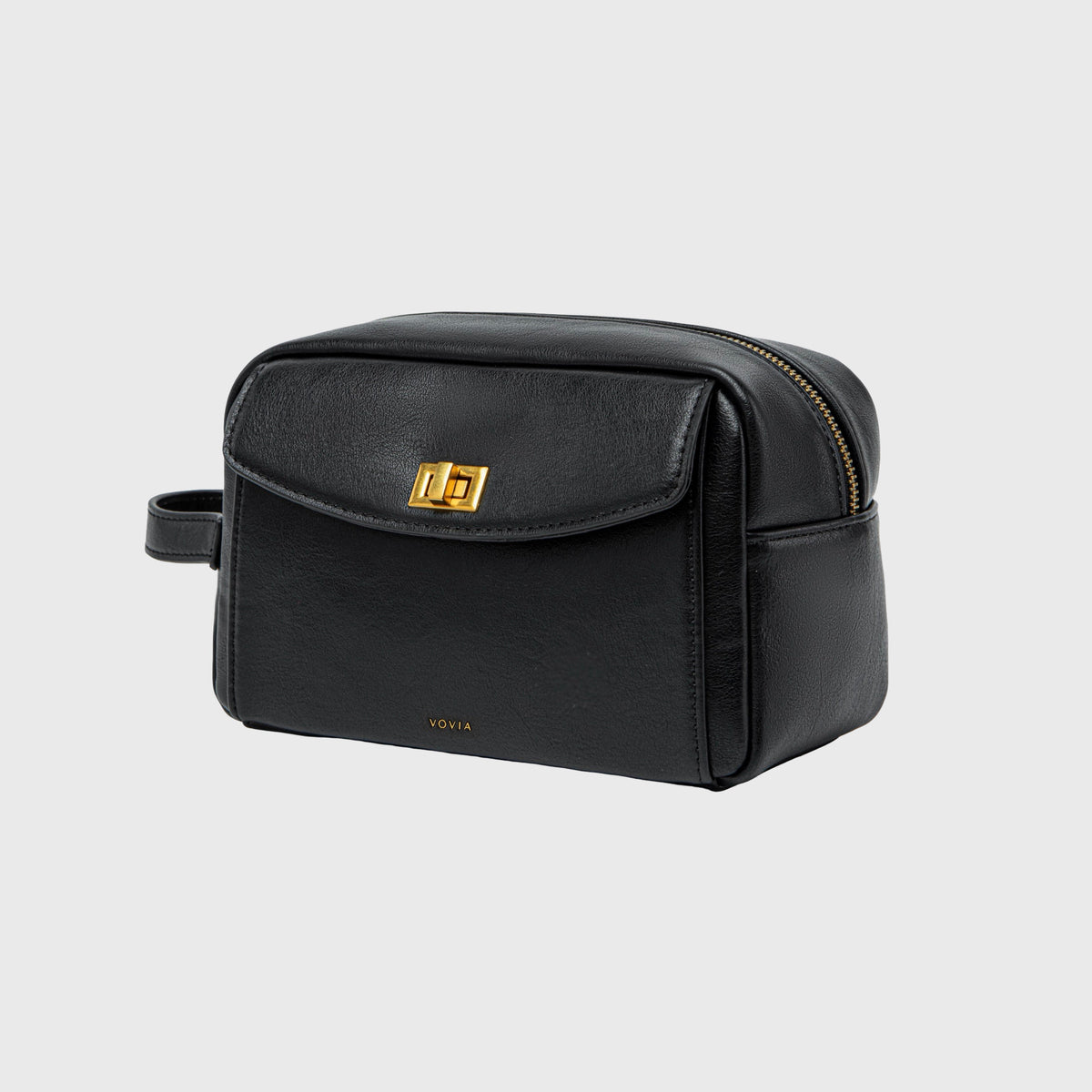 Ciara Vegan Leather Beauty Case in Black