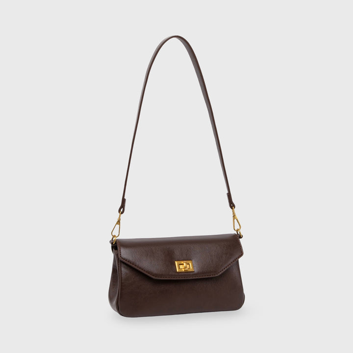 Dark Brown Mini Shoulder Baguette | Ciara