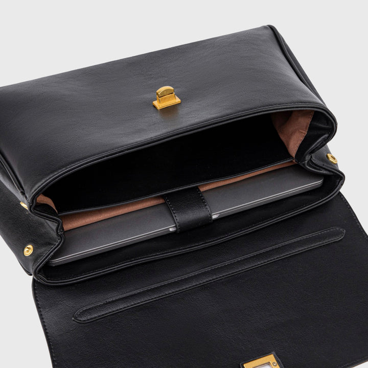 Ciara Essential Vegan Leather Top Handle Bag in Black