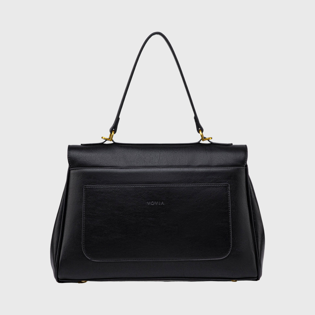 Ciara Essential Vegan Leather Top Handle Bag in Black
