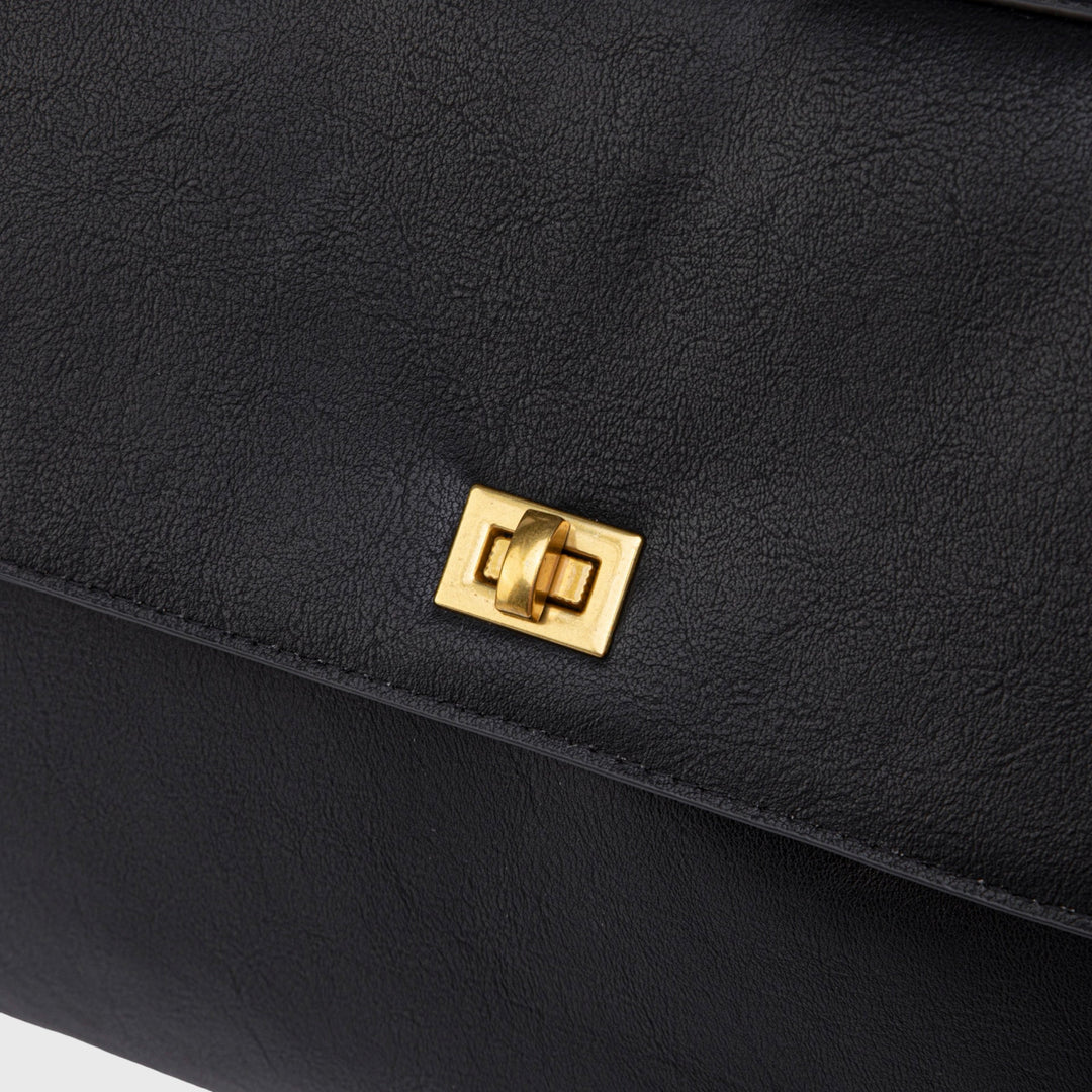 Ciara Essential Vegan Leather Top Handle Bag in Black