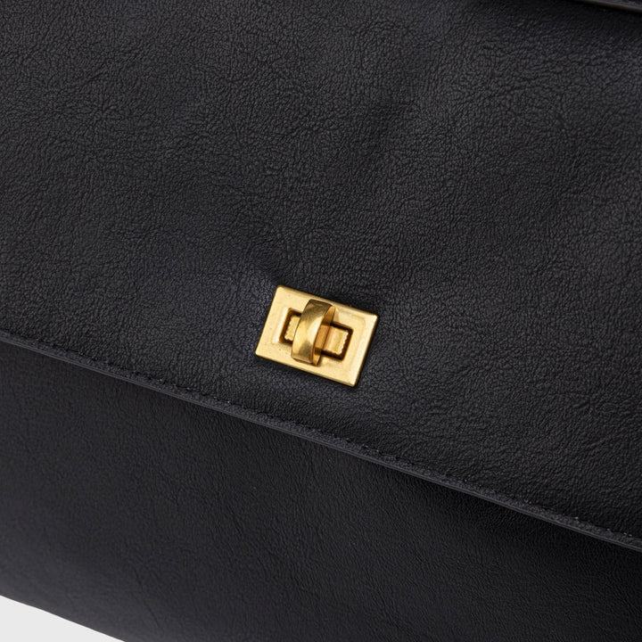 Ciara Essential Vegan Leather Top Handle Bag in Black