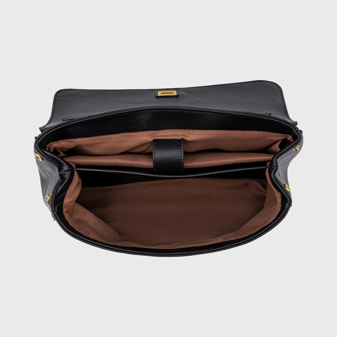 Ciara Essential Vegan Leather Top Handle Bag in Black