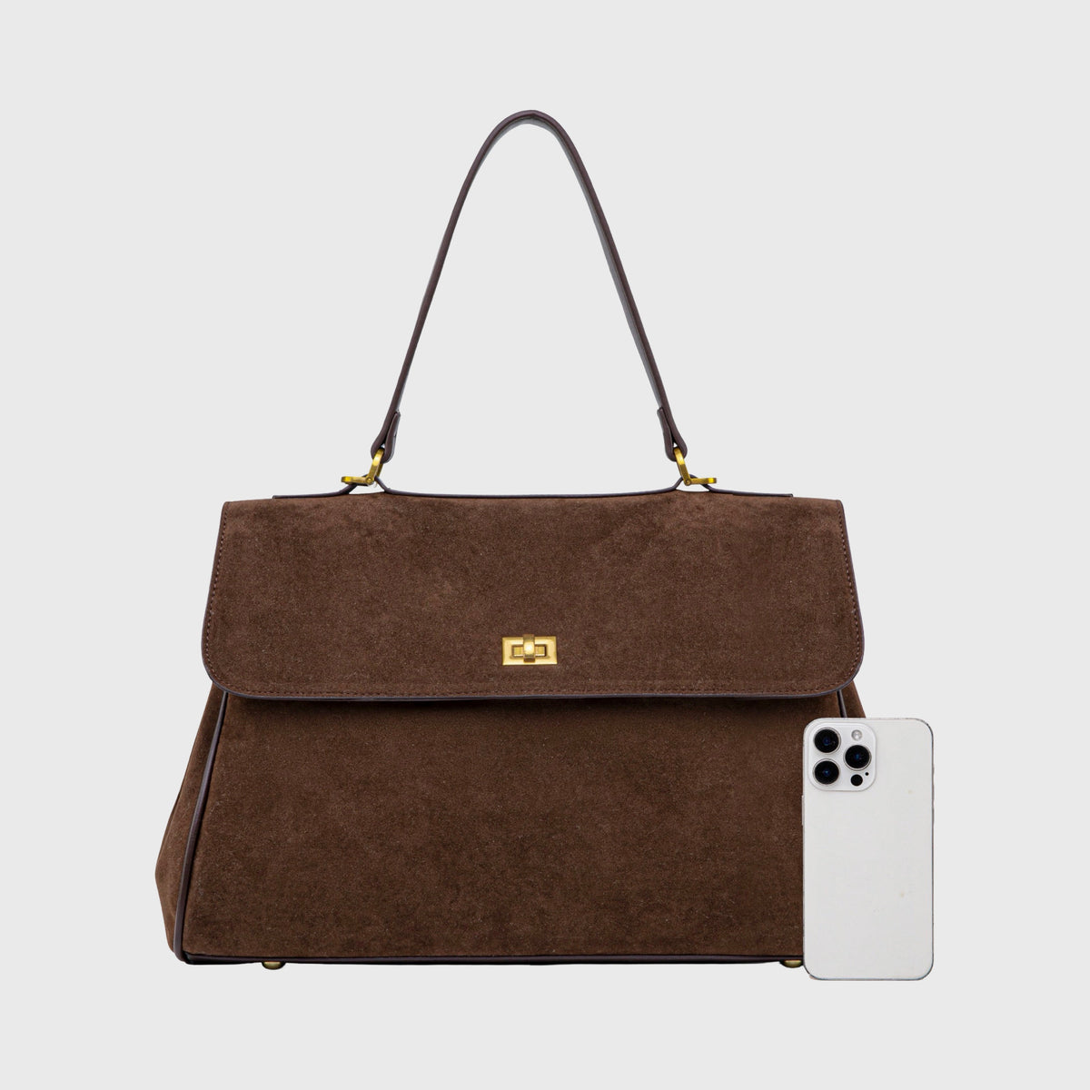Ciara Essential Suede Top Handle Bag in Brown