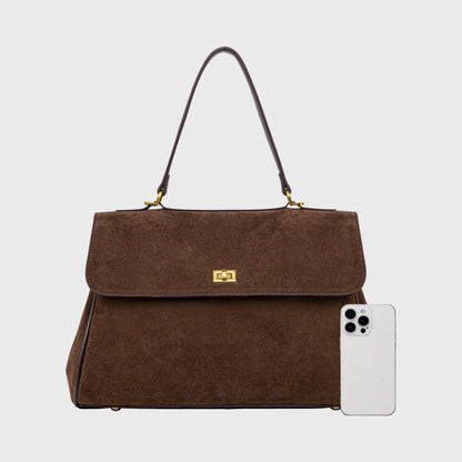Ciara Essential Suede Top Handle Bag in Brown