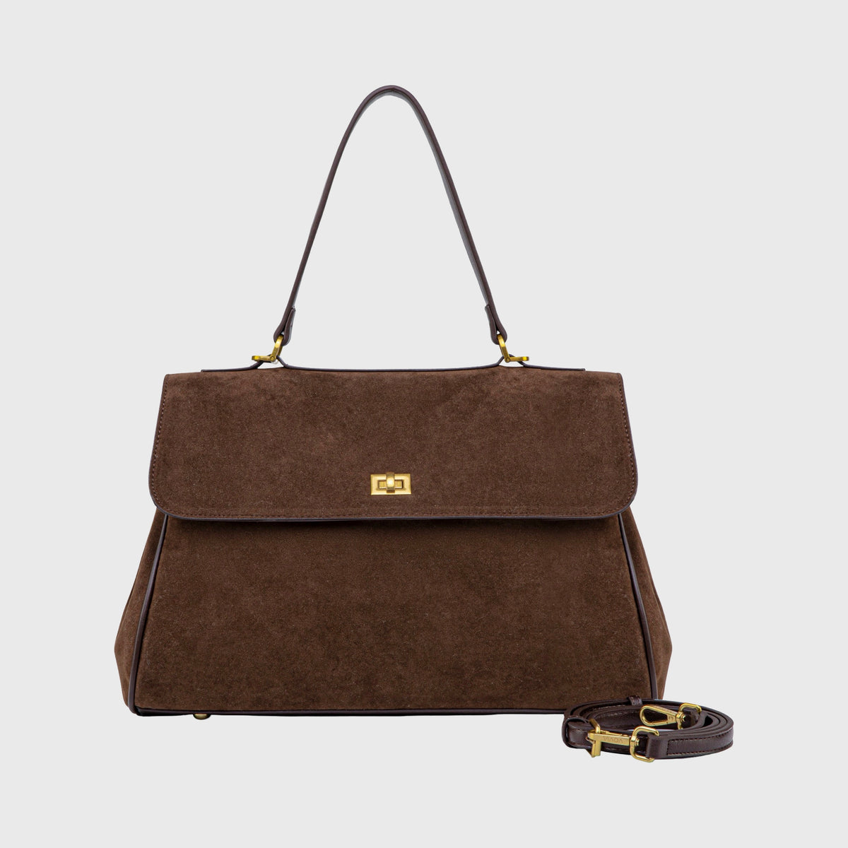 Ciara Essential Suede Top Handle Bag in Brown