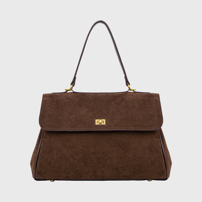 Ciara Essential Suede Top Handle Bag in Brown