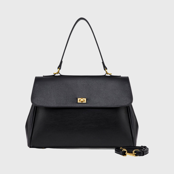 Ciara Essential Vegan Leather Top Handle Bag in Black