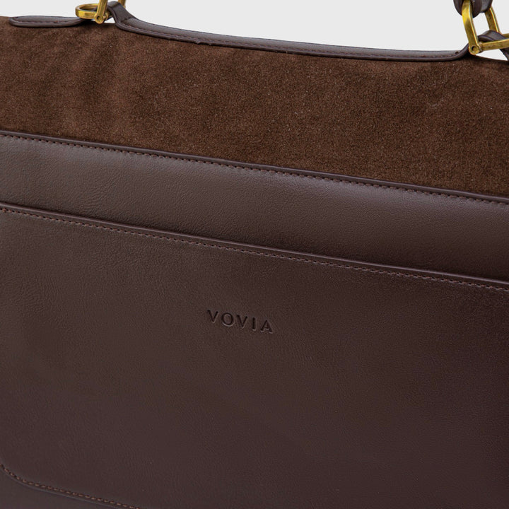 Ciara Essential Faux Suede Top Handle Bag in Brown