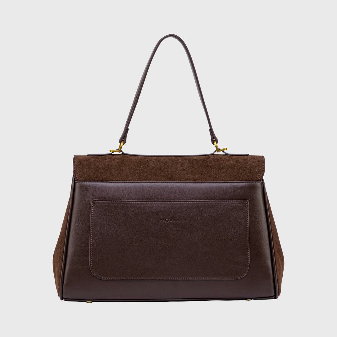 Ciara Essential Faux Suede Top Handle Bag in Brown