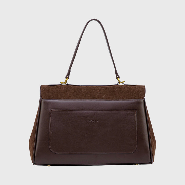 Ciara Essential Faux Suede Top Handle Bag in Brown