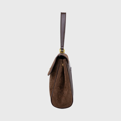 Ciara Essential Suede Top Handle Bag in Brown