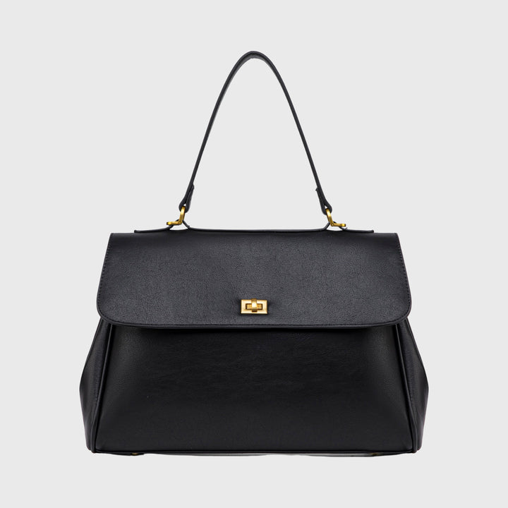 Ciara Essential Vegan Leather Top Handle Bag in Black