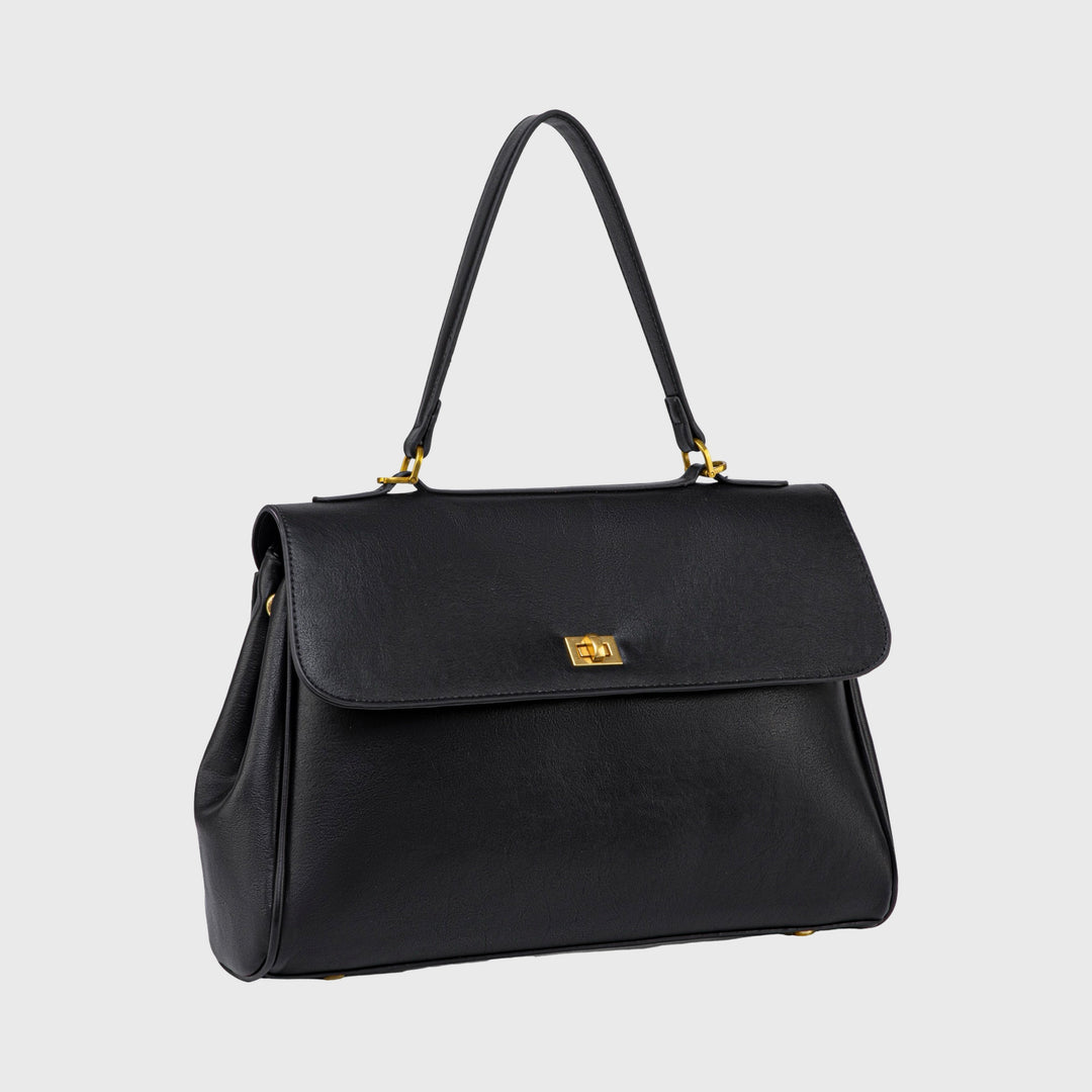 Ciara Essential Vegan Leather Top Handle Bag in Black