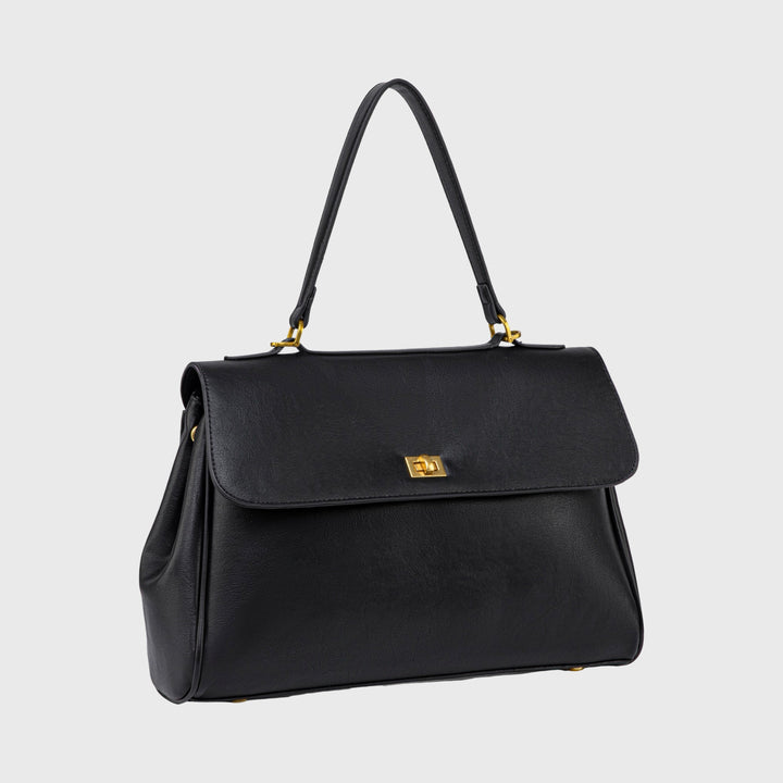 Ciara Essential Vegan Leather Top Handle Bag in Black