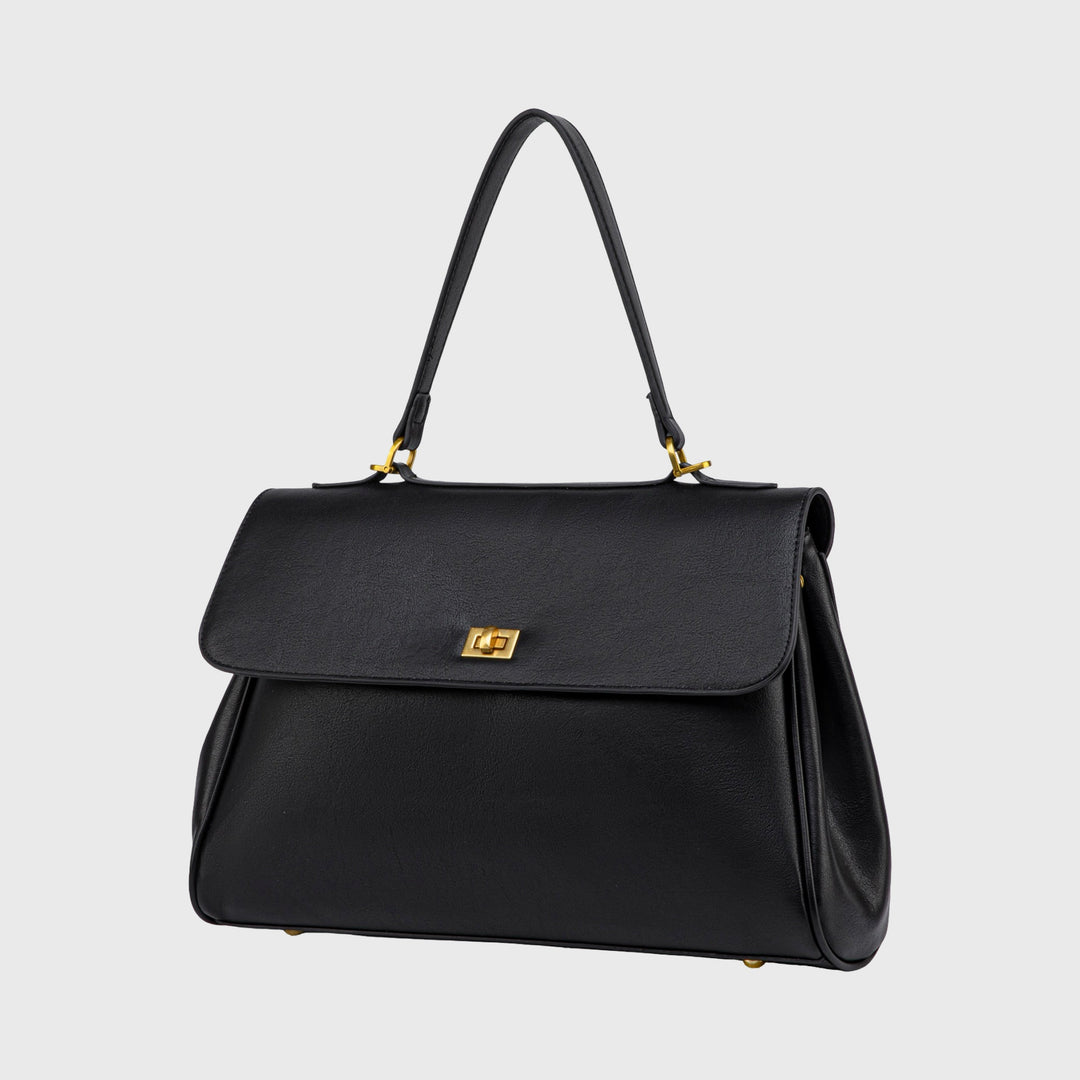 Ciara Essential Vegan Leather Top Handle Bag in Black