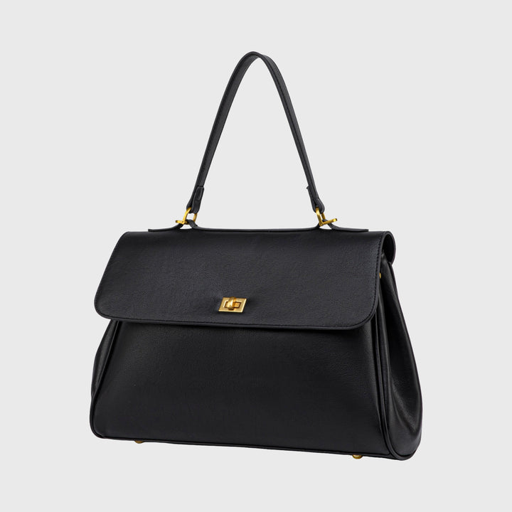 Ciara Essential Vegan Leather Top Handle Bag in Black