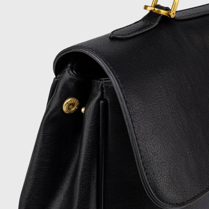 Ciara Essential Vegan Leather Top Handle Bag in Black