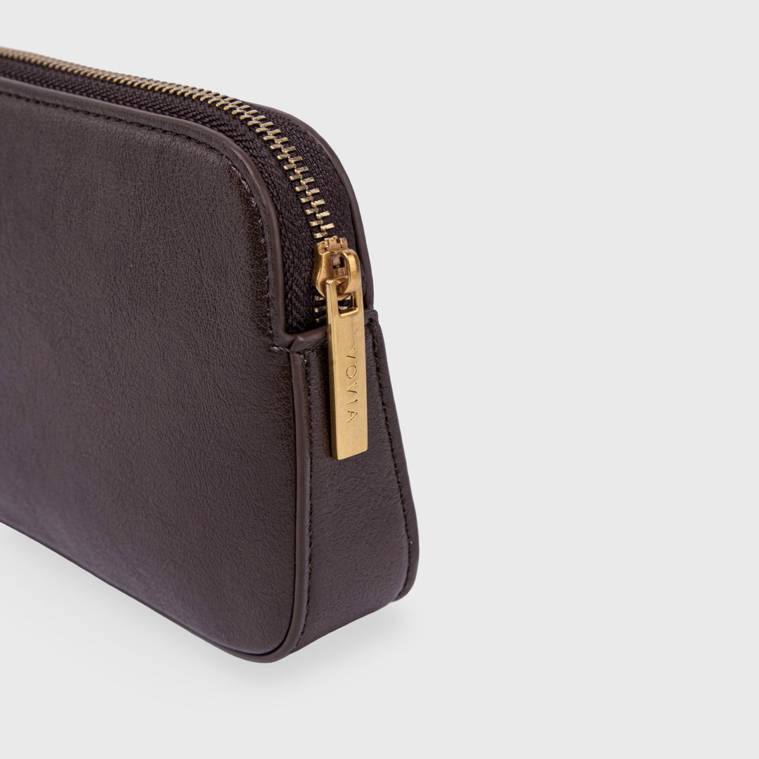 Ciara Essential Zip Pouch in Dark Brown