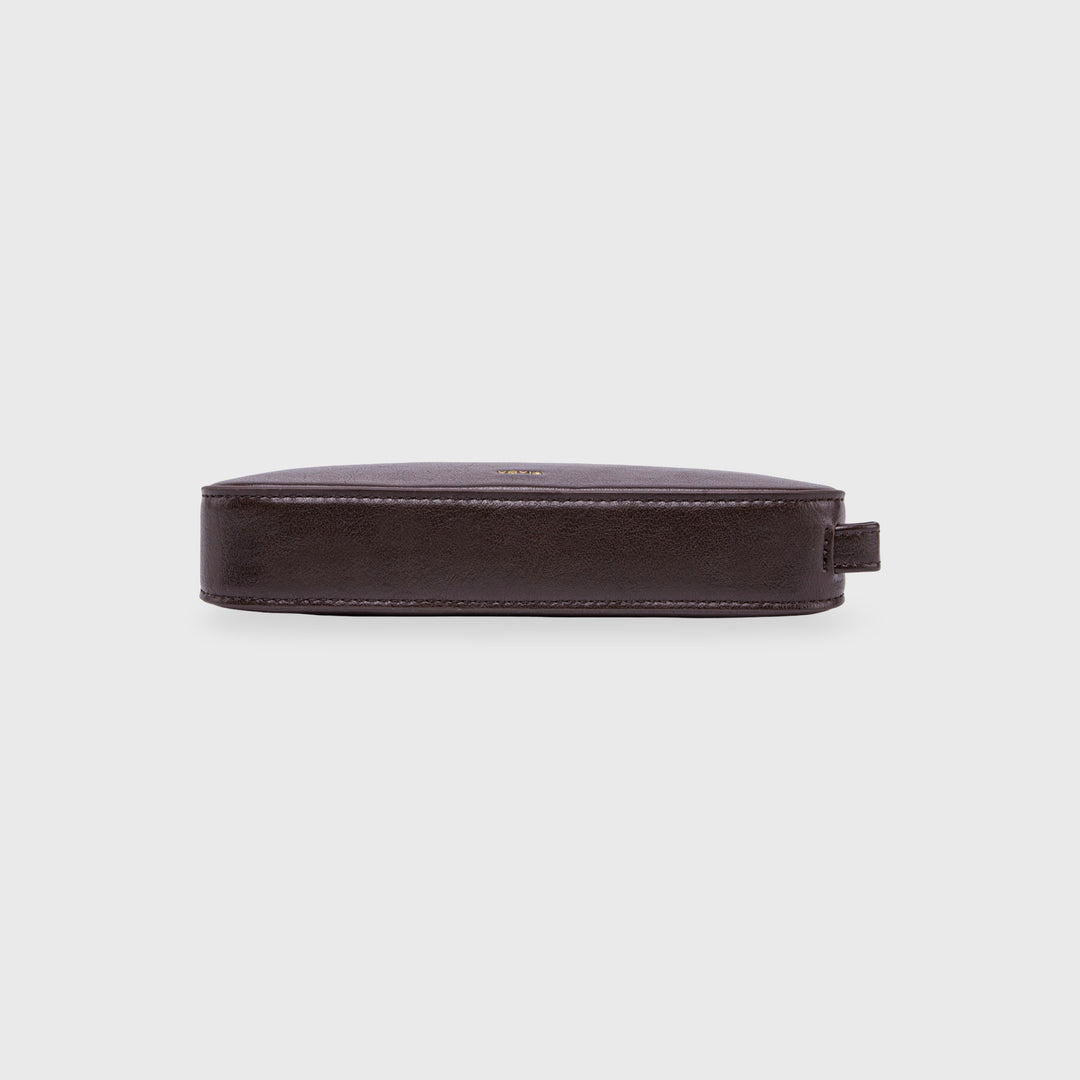 Ciara Vegan Leather Pencil Pouch in Dark Brown