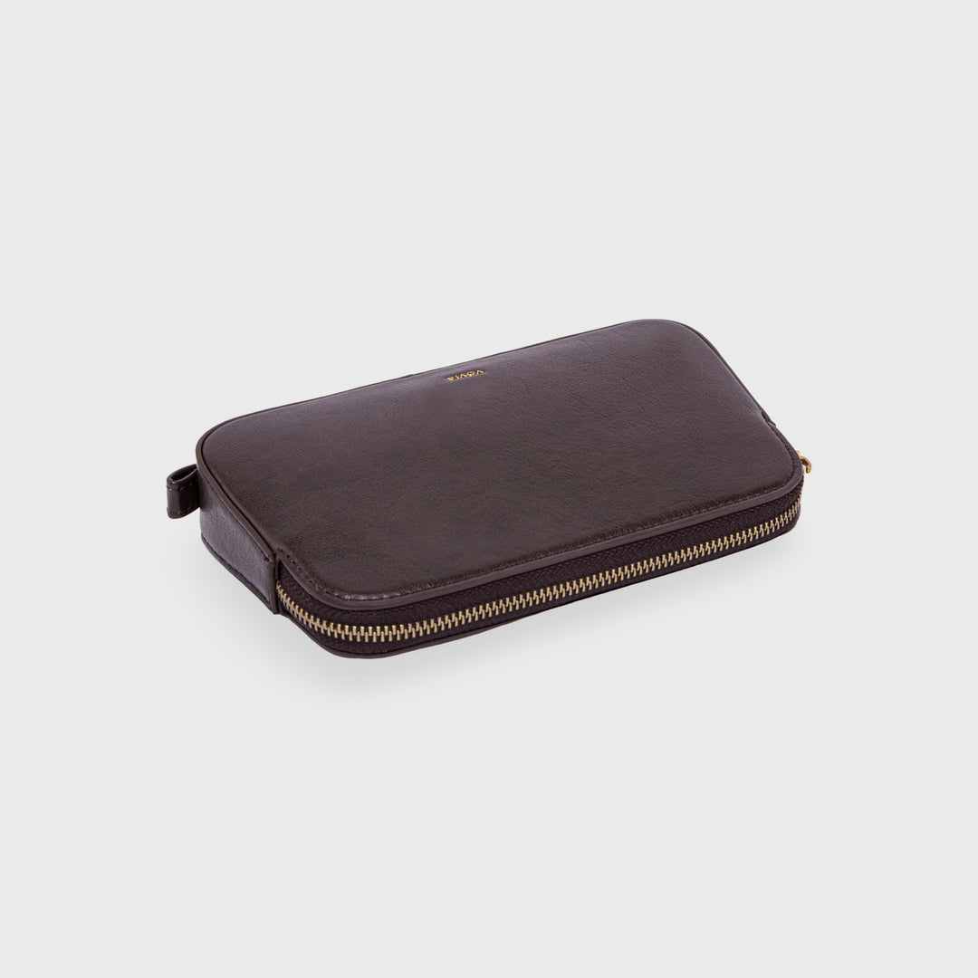 Ciara Essential Zip Pouch in Dark Brown