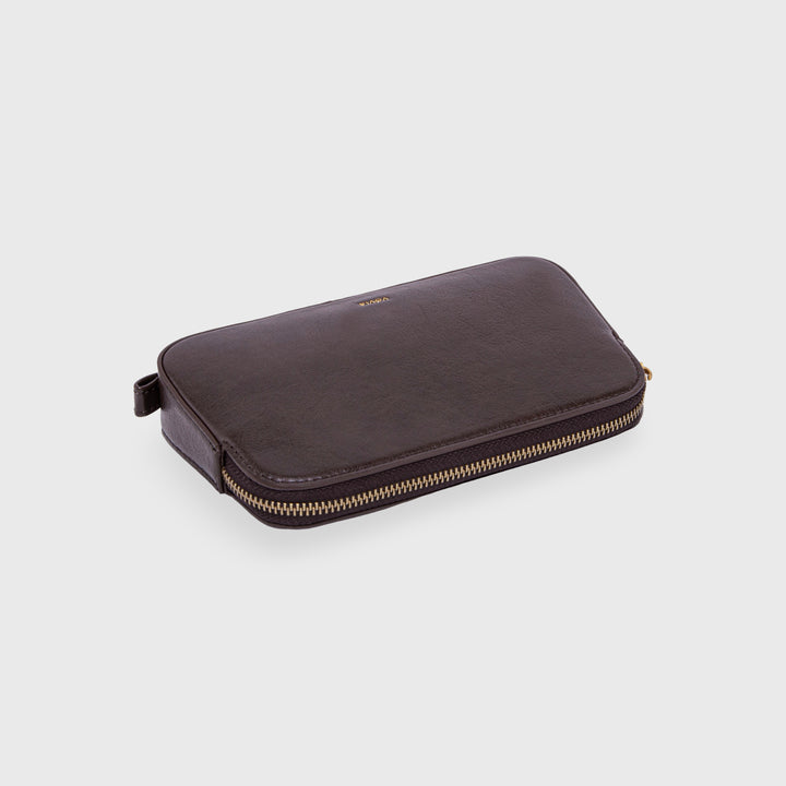 Ciara Essential Zip Pouch in Dark Brown