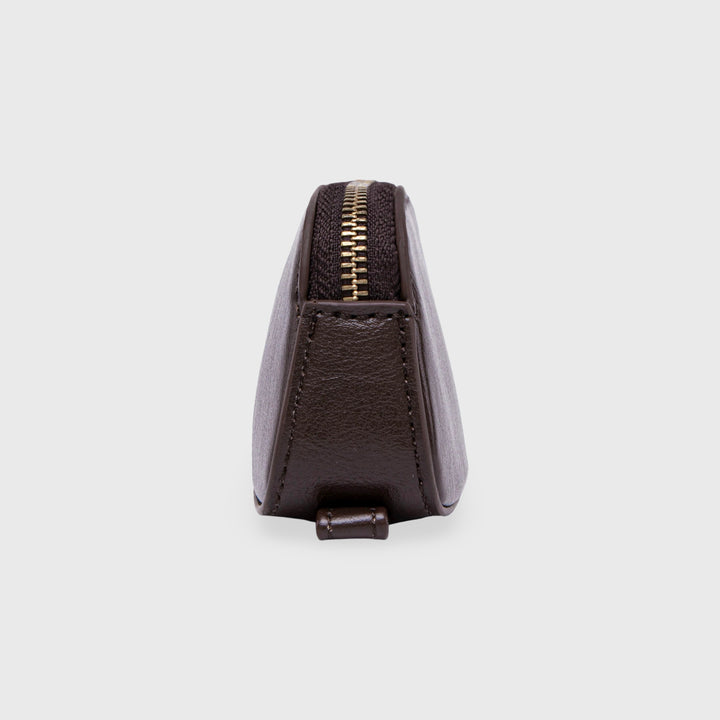 Ciara Vegan Leather Pencil Pouch in Dark Brown