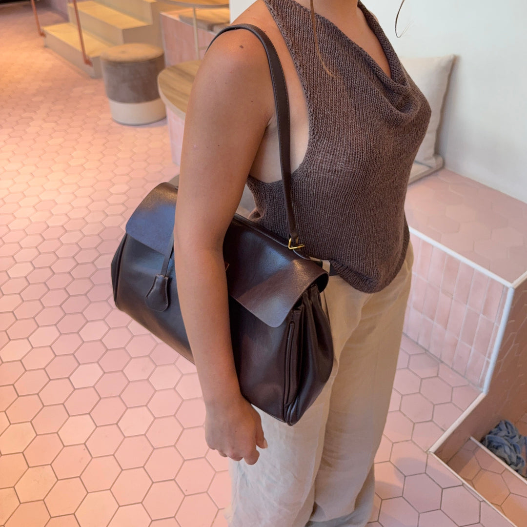 Ciara Vintage Top Handle Bag in Aubergine