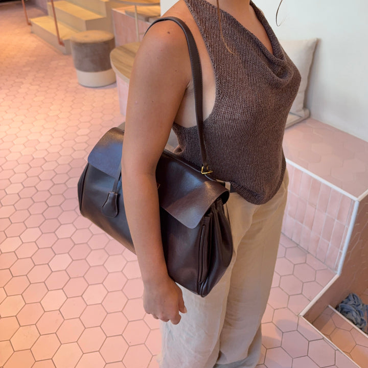 Ciara Vintage Top Handle Bag in Aubergine