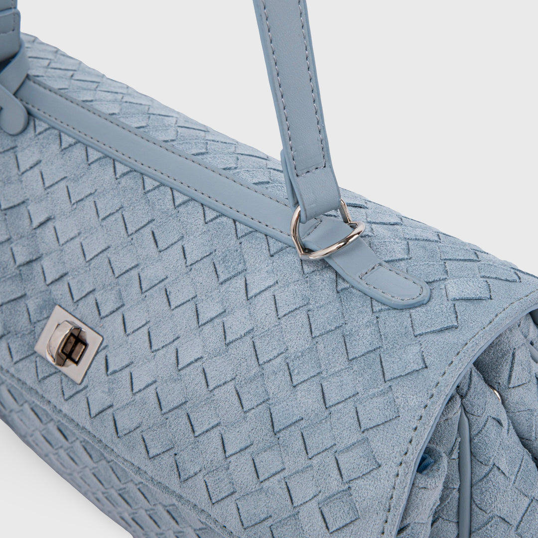 Ciara Vintage Woven Top Handle Bag in Light Blue