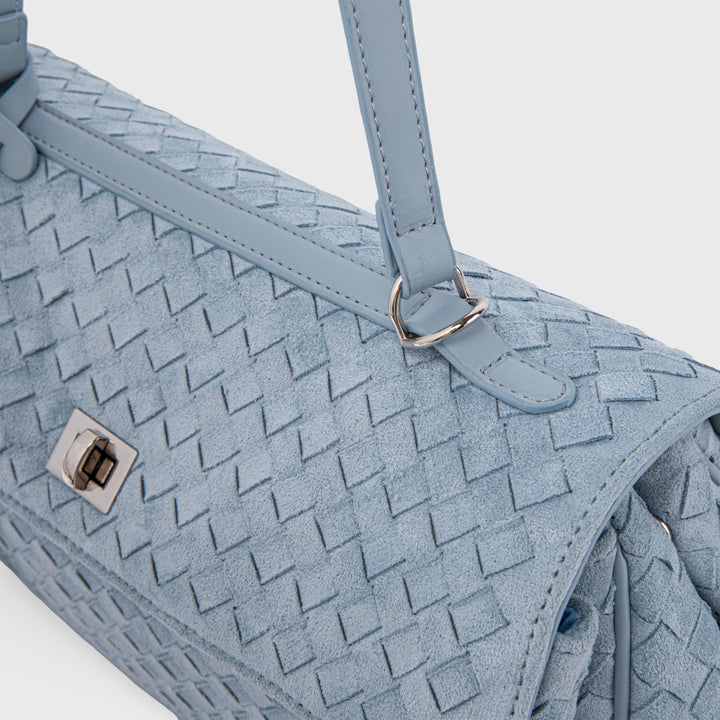 Ciara Vintage Woven Top Handle Bag in Light Blue