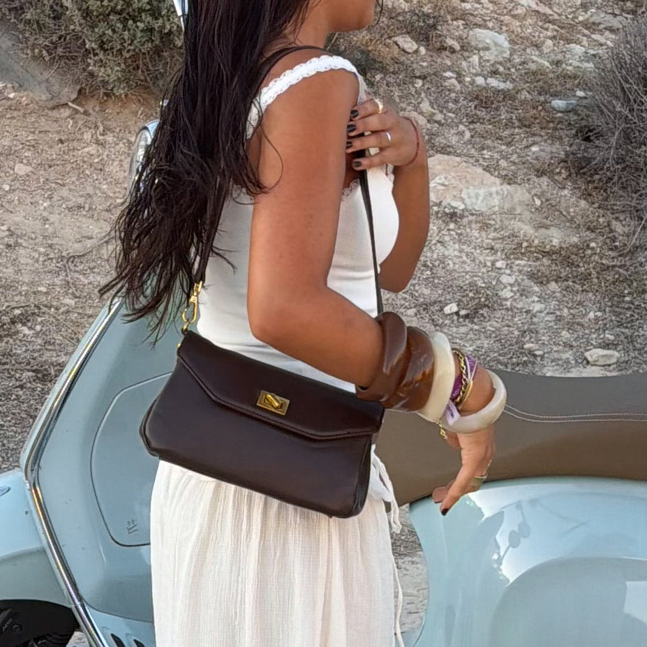 Dark Brown Mini Shoulder Baguette | Ciara