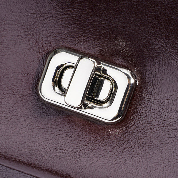 Nola Vegan Leather Flap Shoulder Bag in Aubergine