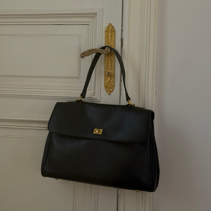 Ciara Essential Vegan Leather Top Handle Bag in Black