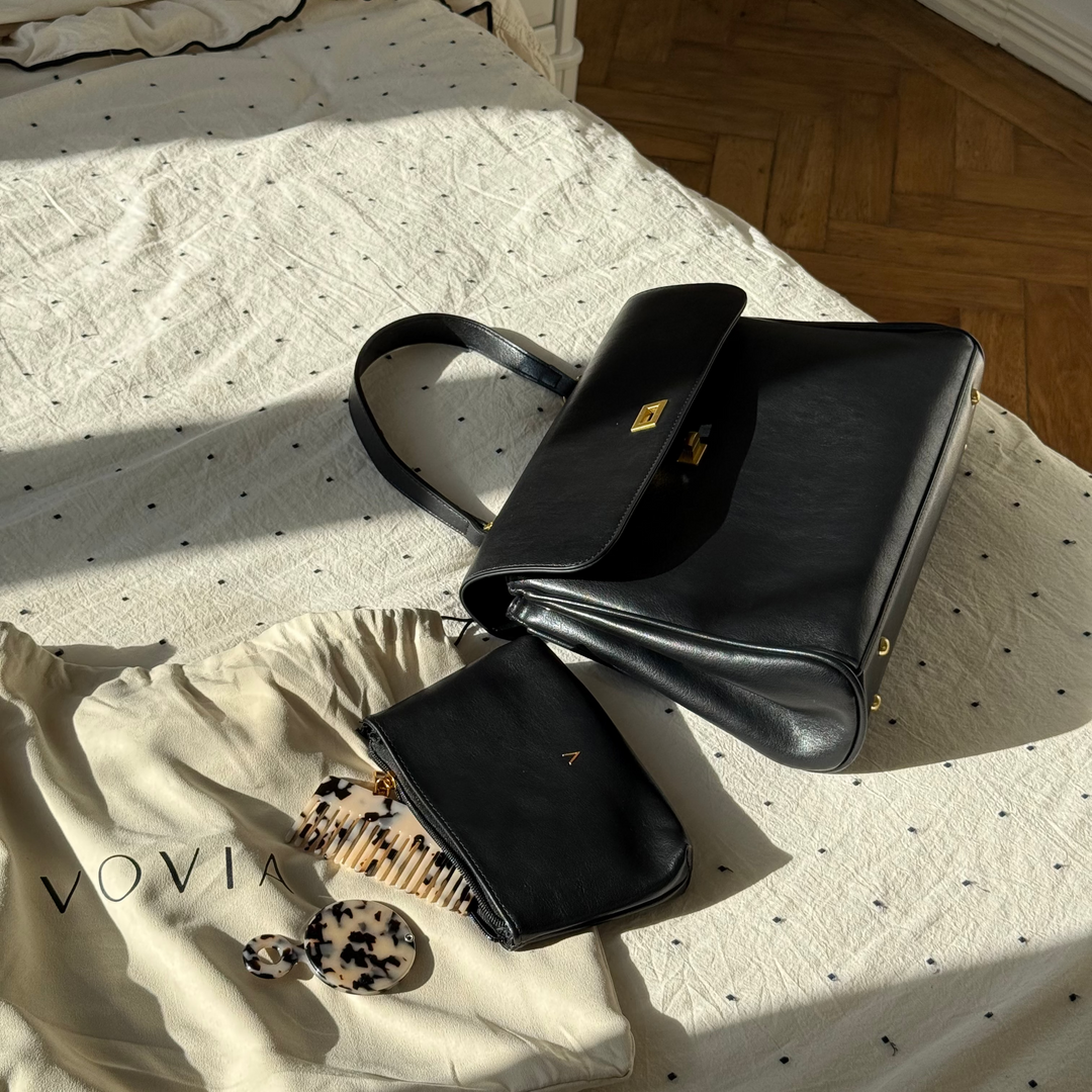 Ciara Essential Vegan Leather Top Handle Bag in Black