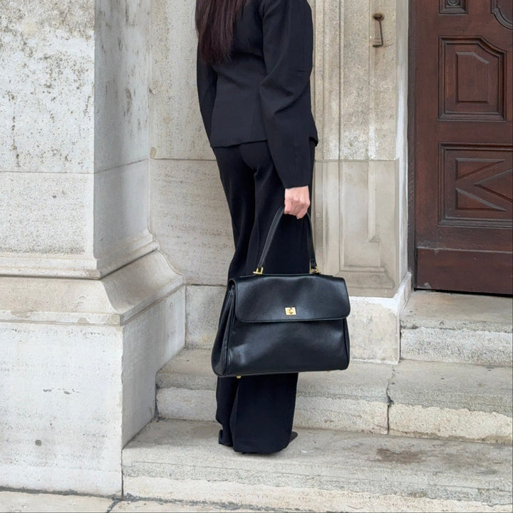 Ciara Essential Vegan Leather Top Handle Bag in Black