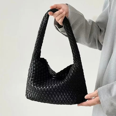 Woven Hobo Bag in Black