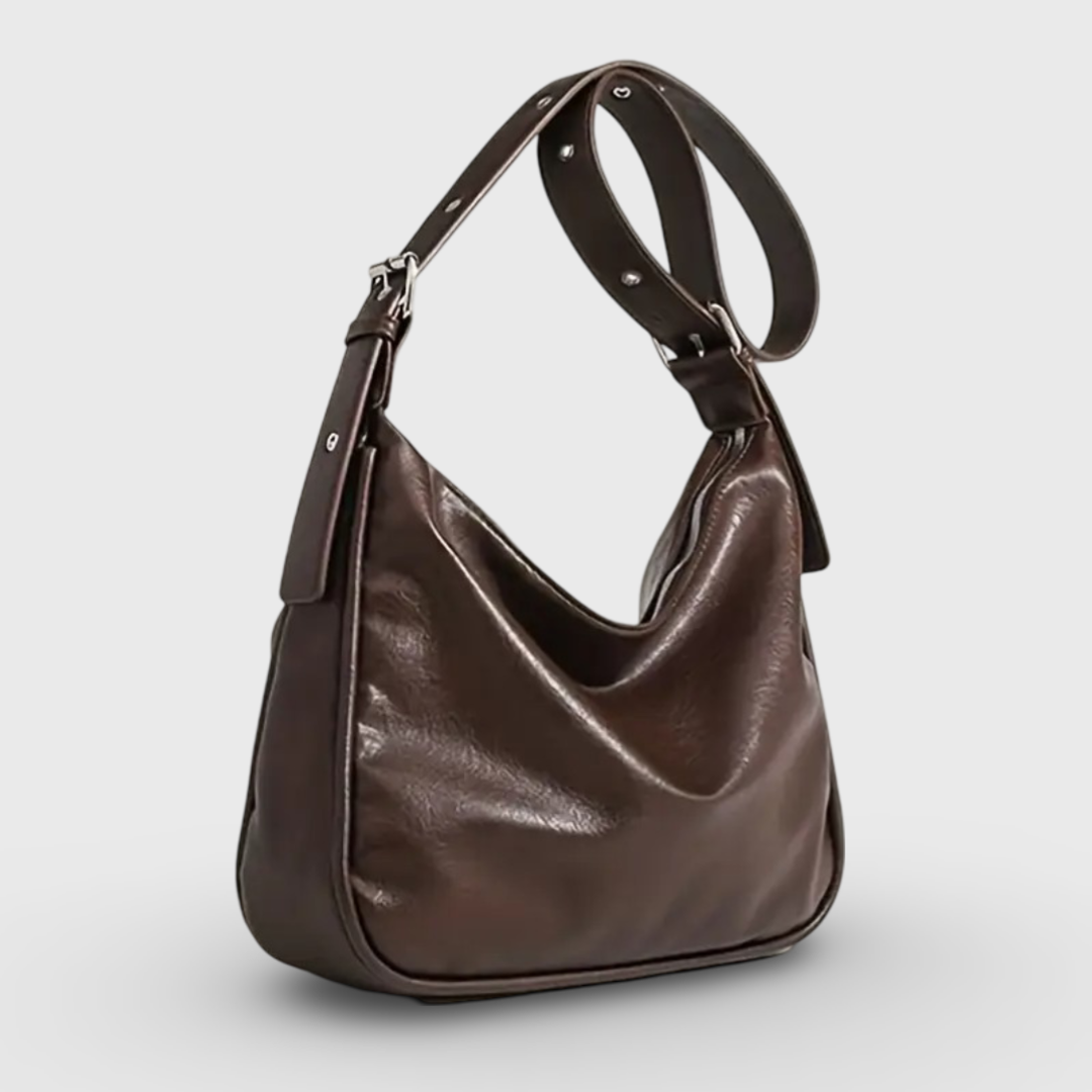 Vintage Office Slouchy Hobo Shoulder Bag in Taupe