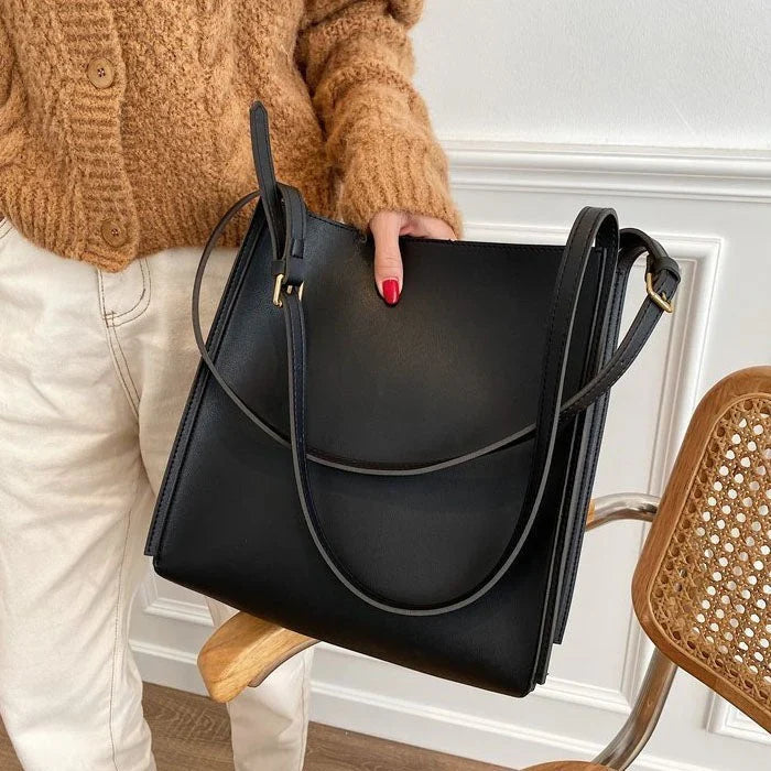 Nova Structured Bucket Tote in Black