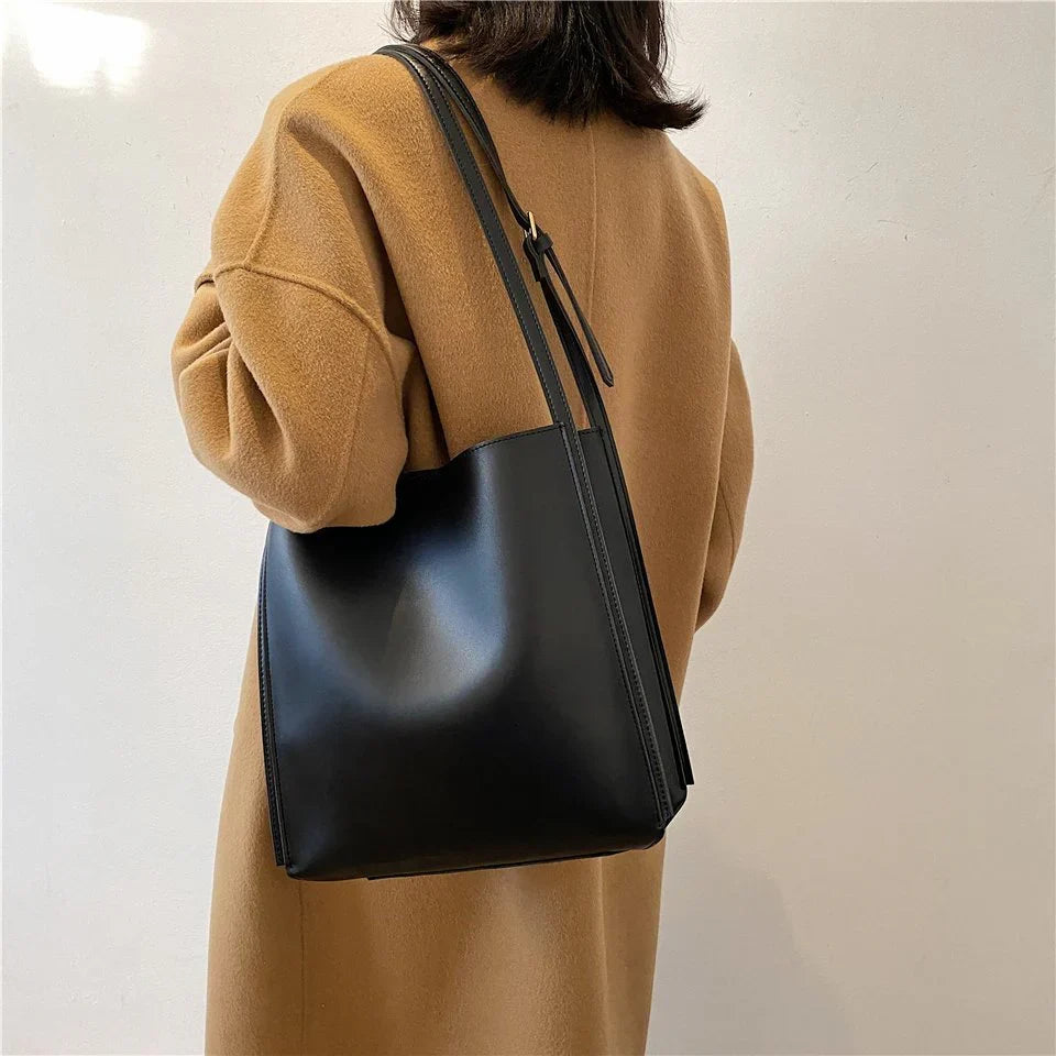Nova Structured Bucket Tote in Black