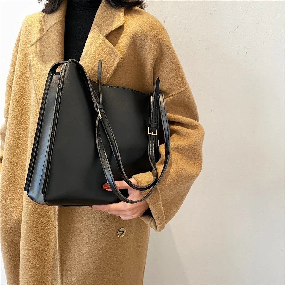 Nova Structured Bucket Tote in Black