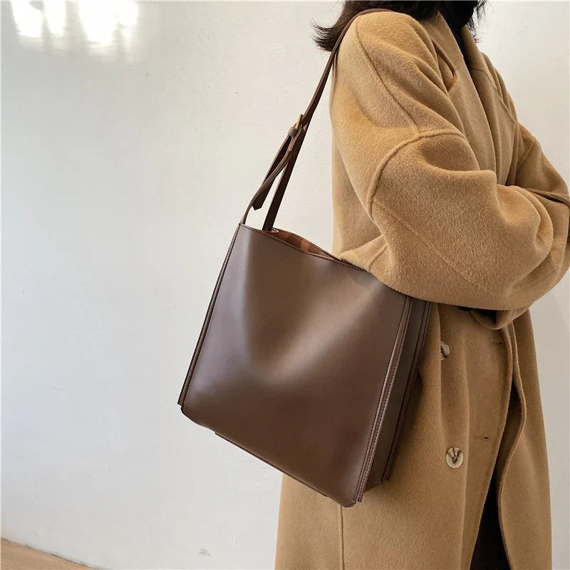Nova Structured Bucket Tote in Brown