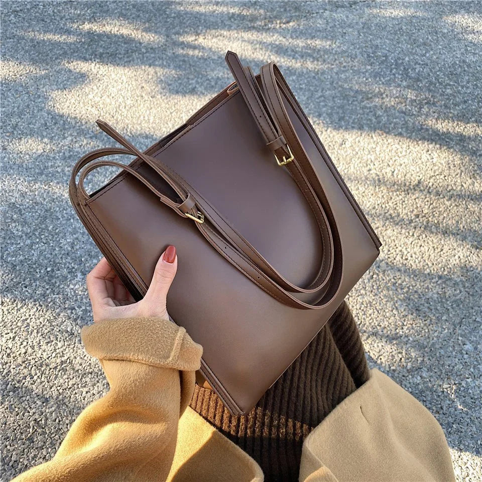 Nova Structured Bucket Tote in Brown