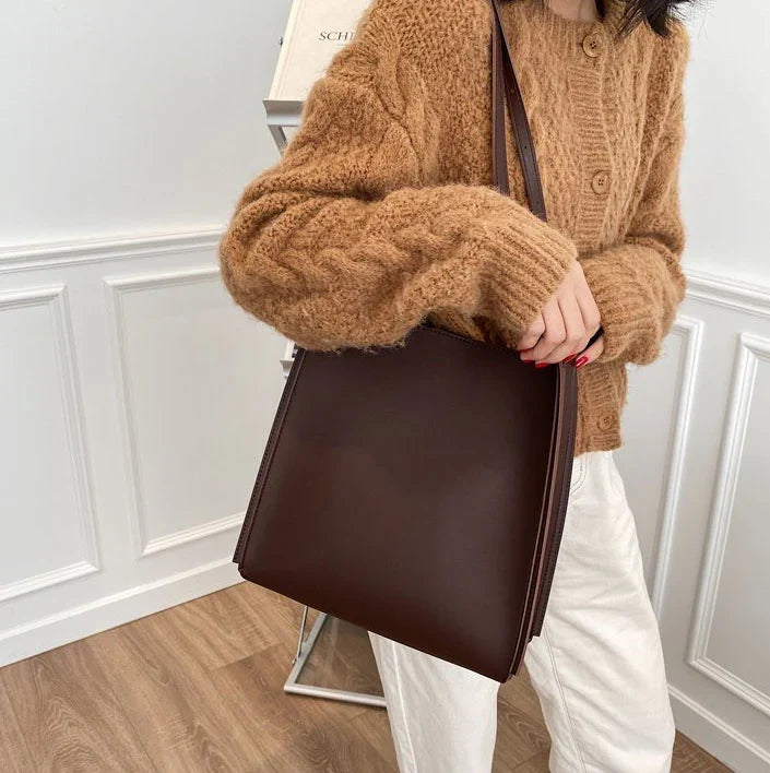 Nova Structured Bucket Tote in Brown