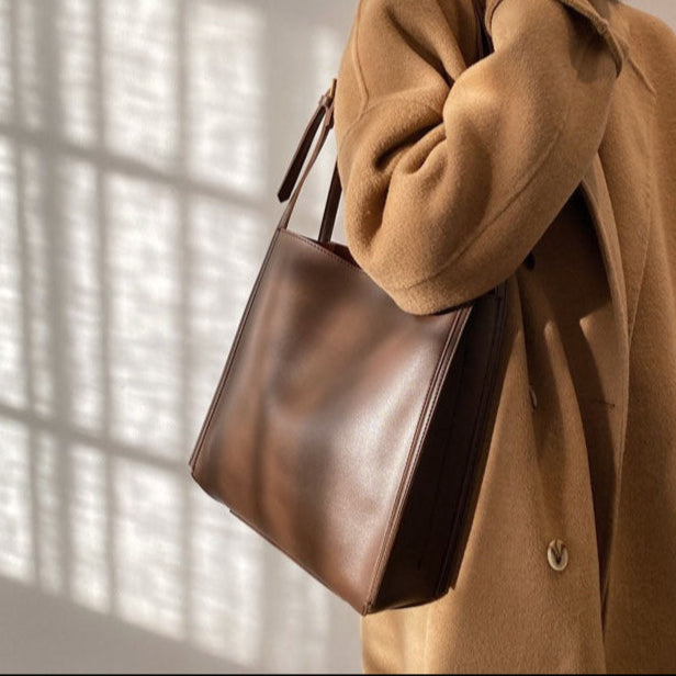 Nova Structured Bucket Tote in Brown