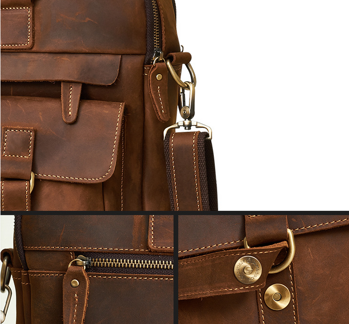 Men's Laptop Bag – Cowhide Leather Briefcase for 15 Inch Laptop