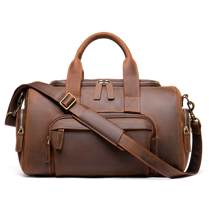 Leather Duffel Bag – Handmade Retro Design, Large Capacity