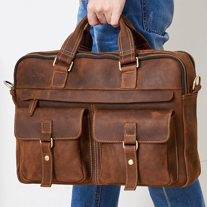 Men's Laptop Bag – Cowhide Leather Briefcase for 15 Inch Laptop